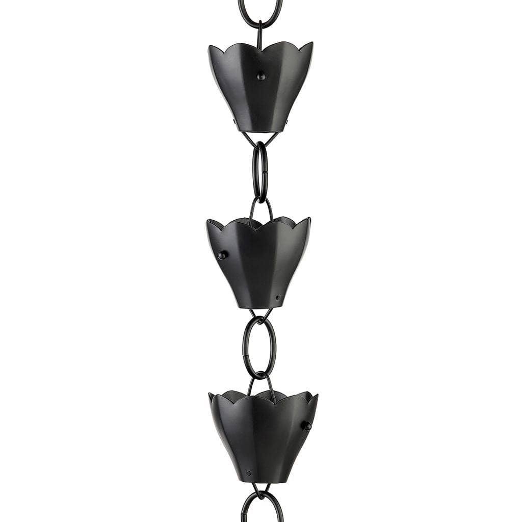 Modern Farmhouse 13 Cup Tulip Black Aluminum 8.5ft. Rain Chain