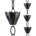 Modern Farmhouse 13 Cup Tulip Black Aluminum 8.5ft. Rain Chain