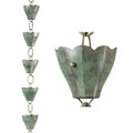 13 Cup Tulip Pure Blue Verde Copper 8.5 ft. Rain Chain