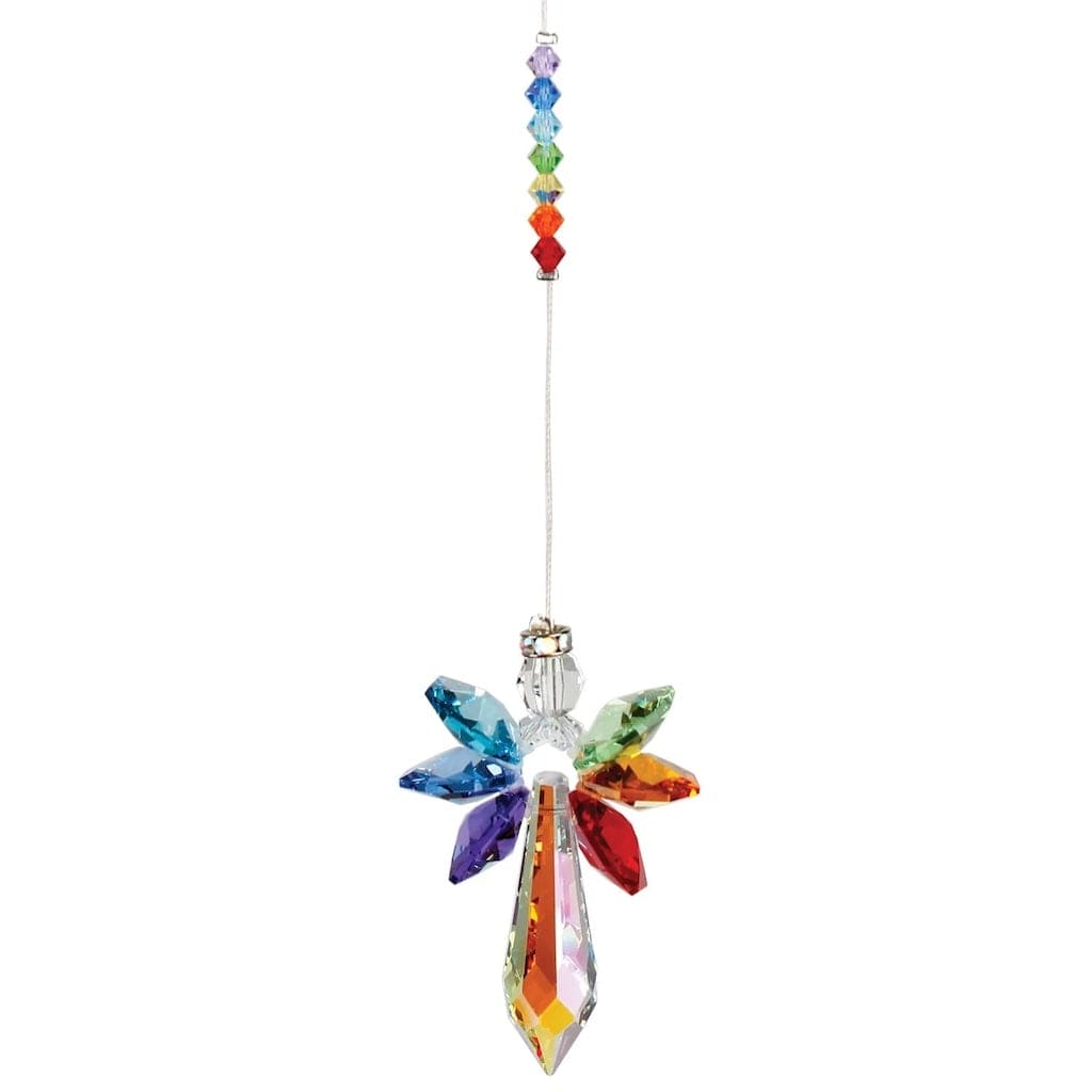 Crystal Guardian Angel in Large Wind Chimes with Chakra
