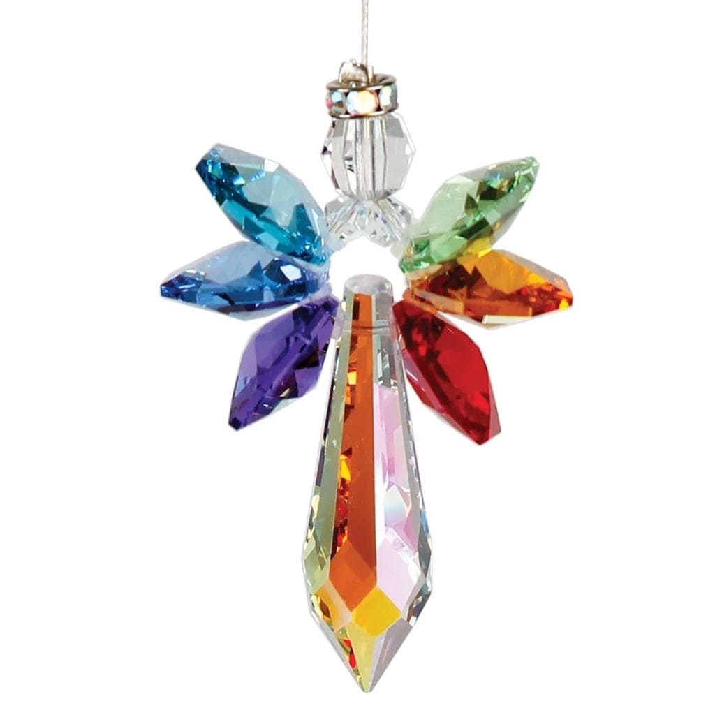 Crystal Guardian Angel in Large Wind Chimes with Chakra