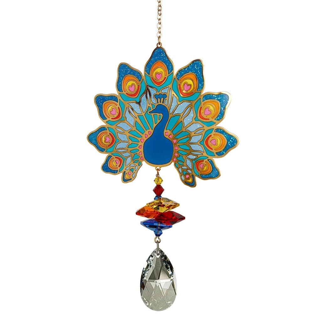 Crystal Wonders Wind Chimes with Peacock